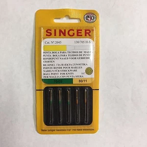 5 SINGER BALLPOINT KNIT NEEDLES 2045 HOME SEWING MACHINE 15X1 ASSORTMENT #9, 11 - Picture 1 of 1