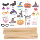 27pcs Halloween Photo Booth Props Witch Hat Pumpkin Bat Party Decorations
