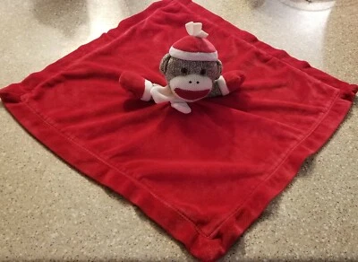 Baby Starters Calcetín de Terciopelo Rojo Mono Vacaciones Lovey Manta de Seguridad Mitones Foto 1 de 4