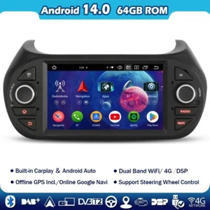 64GB Android 14 Autoradio Carplay Fiat Fiorino Qubo Citroen Nemo Peugeot Bipper - Bild 1 von 18