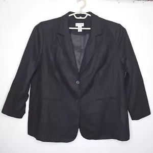 JG Hook Blazer Women 26W Black Wool Blend 2-Button Collar Long Sleeve Pocket - Picture 1 of 4
