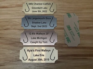 Placa de montaje de peces de pesca grabada personalizada 1,25x3 oro plata cobre o bronce - Imagen 1 de 6