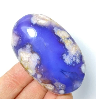 Piedra de palma de Reiki cristal ágata flor copo de nieve azul natural 77 g curación B835 Foto 1 de 4