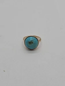 Anillo solitario turquesa oro amarillo 10k vintage talla 4,25 - Imagen 1 de 6