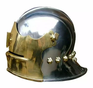 Casco Medieval Alemán Sallet Casco Latón y Acero Guerrero Alemán - Imagen 1 de 9
