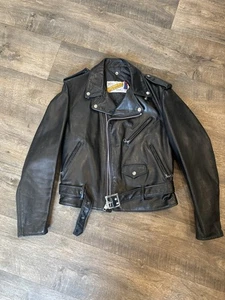 Chaqueta De Colección Perfecto Schott Cuero Negra EE. UU. Motocicleta Cremallera Snap Talla 40 - Imagen 1 de 6