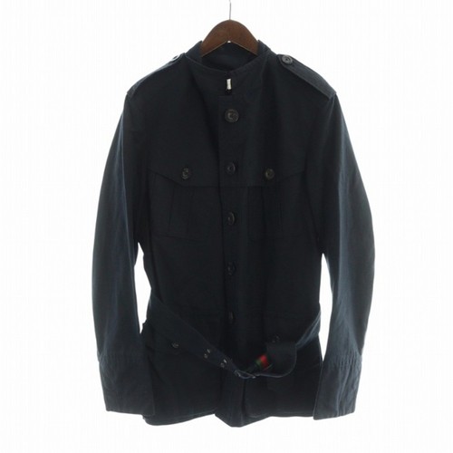 Gucci Trench Cappotto Medio Stand Collo Manica Lunga Logo 48 M Nero Usato7d65