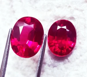 Certified Natural Ruby Oval Shape Pair 8 to 10 Ct Loose Gemstone RL33 - Picture 1 of 8