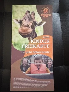 Freikarte Serengeti Park Hodenhagen Gutschein Flyer Kinder-Freikarte Saison 2025 - Bild 1 von 3