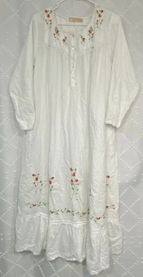 Camisón La Cera Boutique Blanco Algodón Boho Pintuck Bordado Salón Med Foto 1 de 4