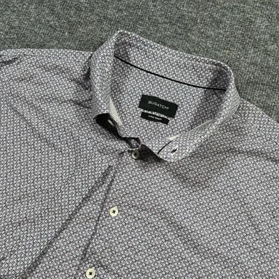 Bugatchi Shirt Mens XXL Navy White Red 8 Way Stretch Floral Print Short Sleeve - Image 1 of 4