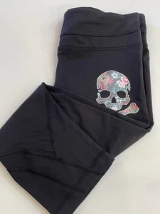 Lululemon X Soul Cycle Leggings 8 Black Skull Crossbones Athleticwear Gym Pants - Picture 1 of 8