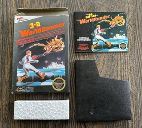 3-D WorldRunner FIRST PRINT Hangtab BOX & MANUAL ONLY Nintendo NES 1987 RARE🔥