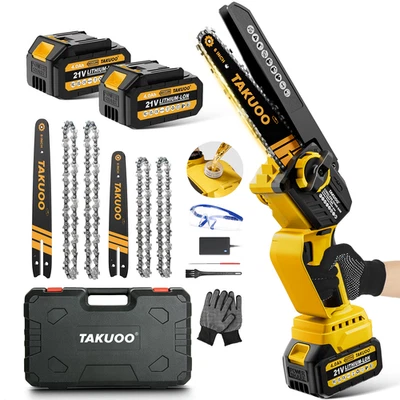 6"+8" Mini Handheld Electric Chainsaw Cordless Chain Saw Wood Cutter 1100W - Image 1 of 4