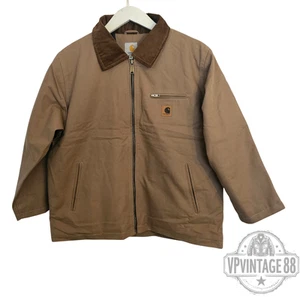 CARHARTT Detroit Mens Reworked Canvas Vintage Tan Camel Bomber Jacket - Small - Picture 1 of 10