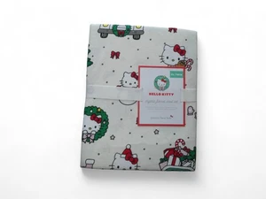 Hello Kitty Pottery Barn Twin XL Sheet Christmas Flannel Organic Cotton NWT - Picture 1 of 8