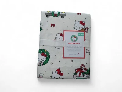 Hello Kitty Pottery Barn Twin XL Sheet Christmas Flannel Organic Cotton NWT - Image 1 of 4