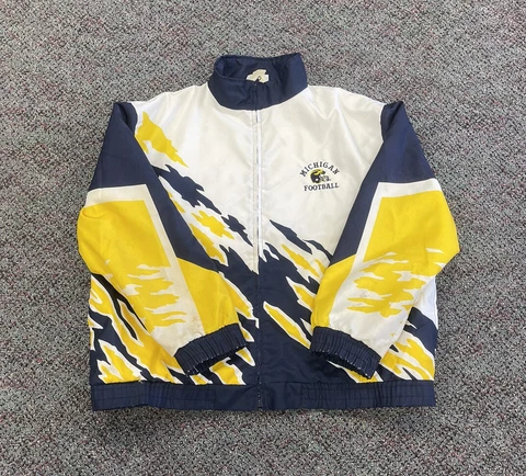 Vintage Michigan Wolverines Football Zip Up Windbreaker Jacket Size XL/2XL VTG Cover