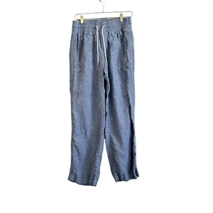 Athleta Cabo 100% Linen Wide Leg Pant Women's 8 Blue Lightweight Coastal Casual - Picture 1 of 9
