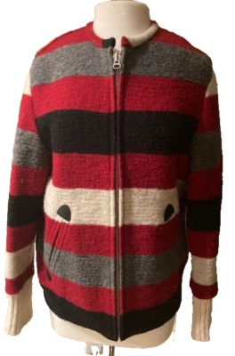 Isabel Marant 34/2 FIMO Wool Striped Blanket Zip Up Jacket Coat # 4310  - Image 1 of 4