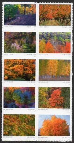 5929-5938 new 2024 Autumn Colors forever block of 10 5938a MNH - Image 1 of 1