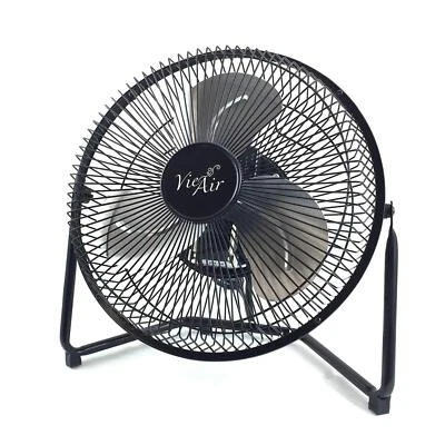 9" High Velocity Tilting 3 Speed Metal Floor Fan Black - Image 1 of 4