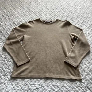 Eddie Bauer Women’s Long Sleeve Tan Beige Knit Flannel, Size Large - Picture 1 of 9