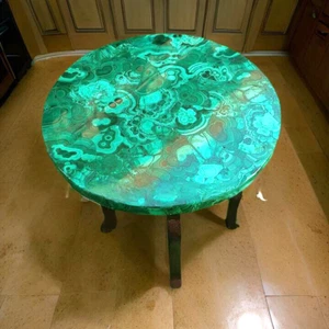 "Real Malachite Stone Coffee Table Top – Stylish Stone Side Table for Modern" - Picture 1 of 9