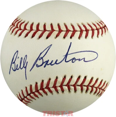 Billy Bruton Autographed Vintage Rawlings NL Baseball PSA - Milwaukee Braves - Image 1 of 4