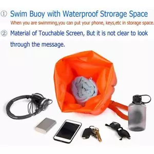 Inflatable Swimming Tow Float with Top Dry Pouch Orange Open Buoy Water Hot Y5Z6 - Picture 1 of 18