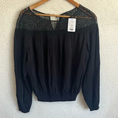 Etcetera 黑色蕾丝女式上衣 6 码 — 第 1/4 张图片
