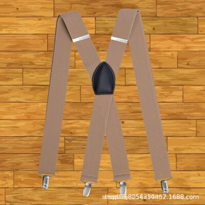 Tirantes ajustables elásticos en forma de X para hombre clips pantalones soporte sólido TBN Foto 1 de 3
