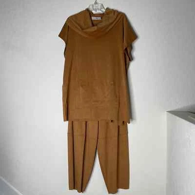 Conjunto de 2 piezas túnica cuello capucha gamuza sintética Bryn Walker talla M pantalones linterna talla S Foto 1 de 4