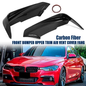 Para BMW 2012-18 F30 F31 parachoques delantero borde superior cubierta de ventilación de aire colmillo fibra de carbono - Imagen 1 de 9