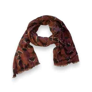 Loft Black Roses Floral Scarf Wrap Women's Black Cherry OS - Picture 1 of 10