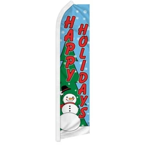 Happy Holidays Swooper Advertising Christmas Banner Flag for Seasonal Greetings - Picture 1 of 7