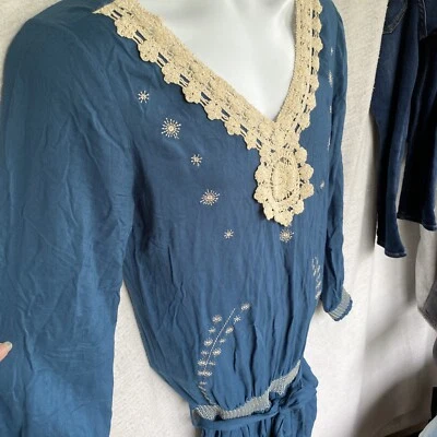 Charlotte Russe Skirted Blouse Blue Embroidered Top Blouse Dress Size Small - Image 1 of 4