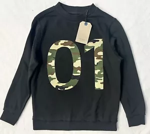 NWT! Zara Boys Army Black Green Camo Camouflage Sweater Sweatshirt Sz 9 - Picture 1 of 7