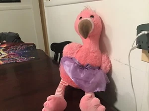 Hug Fun Flamingo Ballerina Plush 23" Pink Stuffed Animal Purple Tutu Toy - Picture 1 of 1