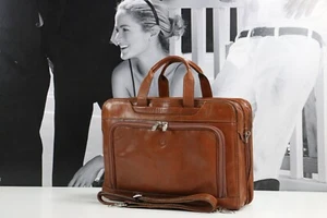 Vintage Leder VALENTINA IN PELL Gepäck Aktentasche Reise Laptop Taschen Herren - Bild 1 von 11