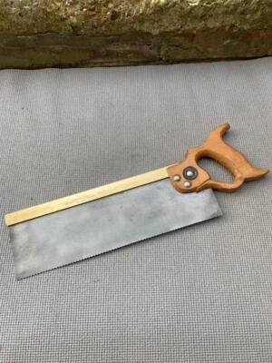 VINTAGE ENGLISH BRASS BACK DOVETAIL TENON SAW BY A R PARKES SHEFFIELD. - Image 1 of 4