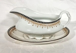 Antique George V Maddock & Sons England Pearl Gravy Boat & Under Dish 1918 - Picture 1 of 13