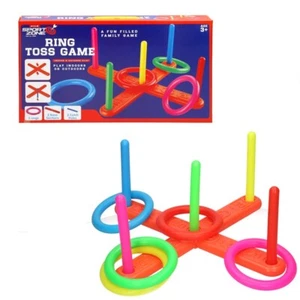 PLASTIC HOOP RING QUOITS TOSS TOSSING GAME SET SUMMER OUTDOOR FUN FAMILY KIDS - Picture 1 of 3