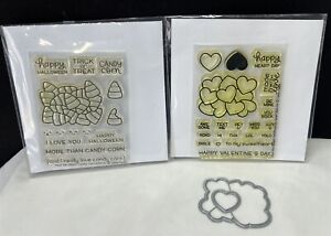 Lawn Fawn How You Bean CANDY CORN Hearts Add On Rubber Stamps Lot