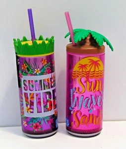 2 botellas de bebida aisladas de doble pared de 16 oz - olas solares de verano arena - Imagen 1 de 1