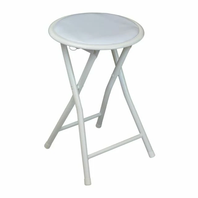 Harbour Housewares Round Compact Folding Stool Seat - White (HH-FC529)