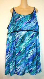 NEW! SWIMSUITS FOR ALL PLUS ONE-PIECE SWIMSUIT SWIMDRESS BLUE PRINT SIZE 34 D123 - Picture 1 of 9