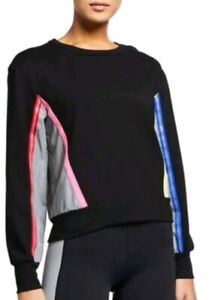 Terez Colorblock Reflective Trim Sweatshirt Neon Glow Pullover Women’s M - NWT