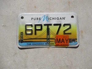 Placa de matrícula de motocicleta Michigan Mackinac Bridge # 6PT72 - Imagen 1 de 1