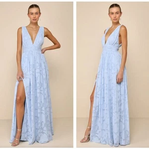 LULUS Sweet Sophistication Light Blue Burnout Floral Maxi Dress Sz XL NWT {OO19} - Picture 1 of 2